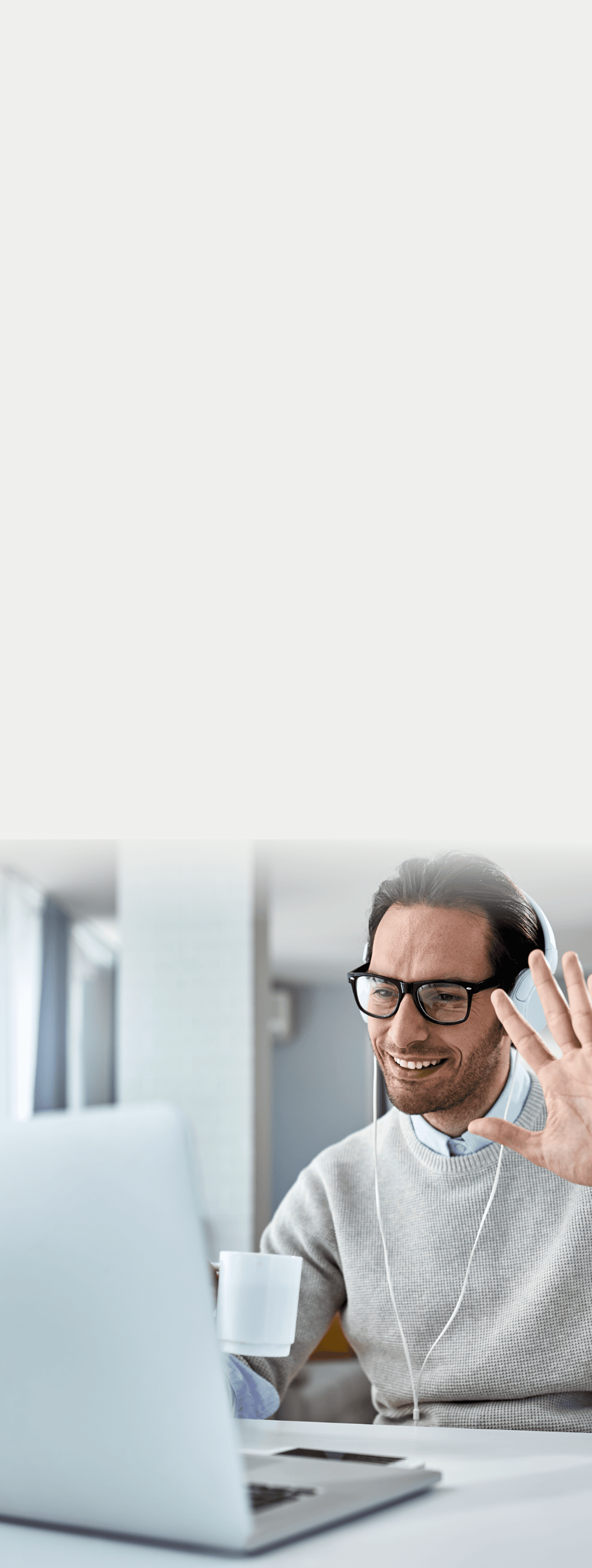 Agent waving on a video call